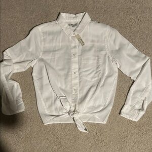 Madewell White Button-Up Women’s Front Tie Shirt